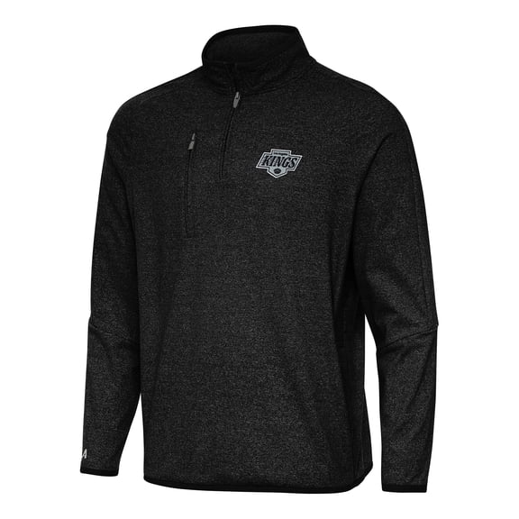 Men's Antigua Heather Black Los Angeles Kings Certain Quarter-Zip Tri-Blend Sweatshirt