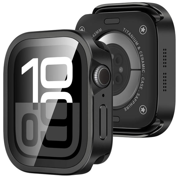 Allytechgroup Metal Case Compatible with Apple Watch 4mm Series 6 5 4 SE with Built-in Screen Protector, Water-Resistant Straight Edge Ultra Thin Back Protective Cover for iWatch Series 6/5/4/SE 44mm