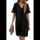 thumbnail image 2 of Vestidos de Verano para Mujer, Vestido Informal con Cuello en V, Corta y Volantes, con Bolsillos, Negro, Talla M, 2 of 8