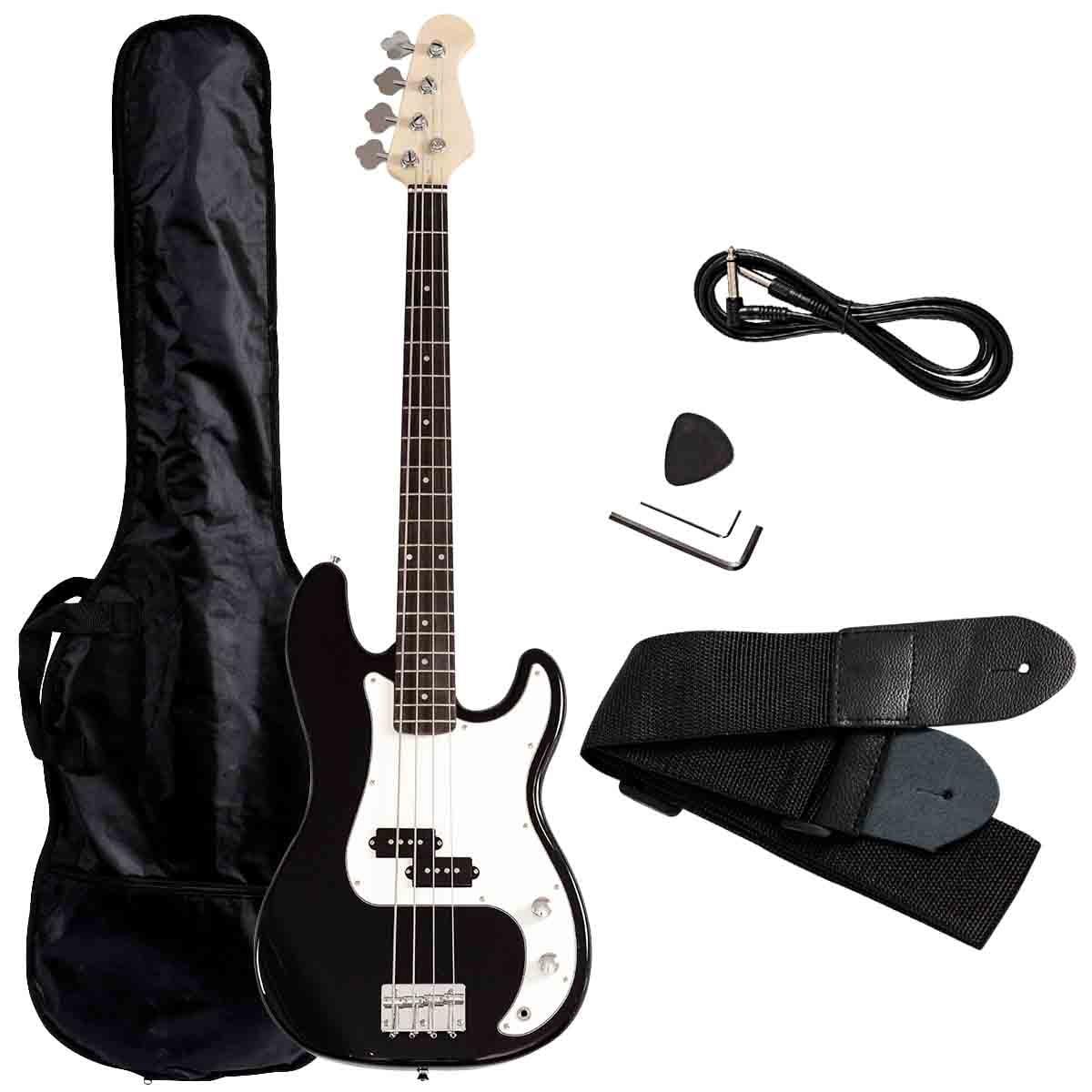 Topbuy Electric Bass Guitar Full Size 4 String for Beginners w/ Bag Amp Cord Black