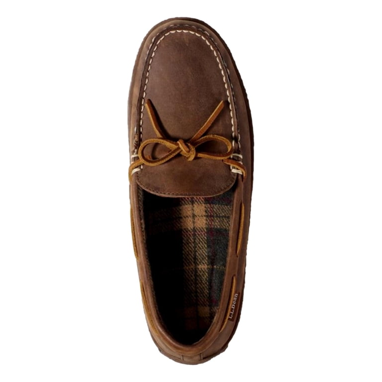 L.L.Bean Slipper Moc Flannel-Lined Acorn 212164-BRN Men display picture 2