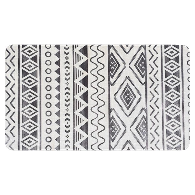 Chic & Absorbent Boho Small Rug - 30x17 Black/White Non-Slip Door Mat in Modern Geometric Design Door Mat for Entryway Kitchen Bedroom or Living Room