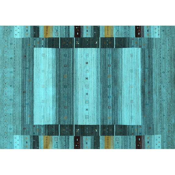 Ahgly Company Indoor Rectangle Abstract Light Blue Contemporary Area Rugs, 7' x 10'