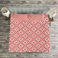thumbnail image 3 of Ambesonne Pink Quilted Bedspread Set 3 Pcs, Horizontal Image with Diamond, Queen Size, Dark Coral and White, 3 of 3