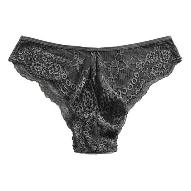 RXIRUCGD Men's Underwear Women Sexy Lace Lingerie Lingerie Thong Panties  Ladies Cutout Panties Mens Underwear Sexy Gray 
