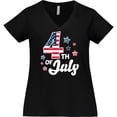 thumbnail image 3 of Inktastic 4th of July with Striped Stars Women's Plus Size V-Neck T-Shirt, 3 of 5