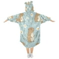 thumbnail image 2 of Wearable Blanket with Sleeves and Pocket Oversized Hooded Sweatshirt 3-14 YR Cute Capybara and Daisies S, 2 of 7