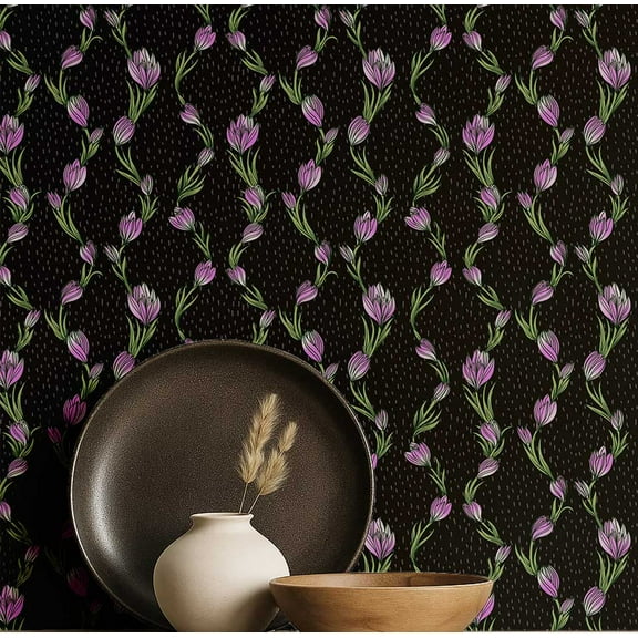 S4Sassy Peel & Stick Vinyl Wallpaper, Budding Stripes Print Wallpaper Contact Paper Waterproof - Black, 25"X 120", Removable Wall Covering For Home Decor In Living Areas, Renter Spaces, Cabinets