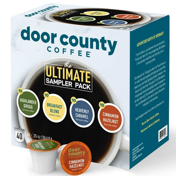 Door County Coffee Ultimate Single Serve Cup Sampler, 40 Cups, Variety Pack