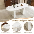 thumbnail image 5 of 62.9 Inch Oval Dining Table for 6, White Marble Top Kitchen Table with Wood Strip Base, Modern Farmhouse Dining Room Table with Waterproof Scratch Resistant Surface, 5 of 13