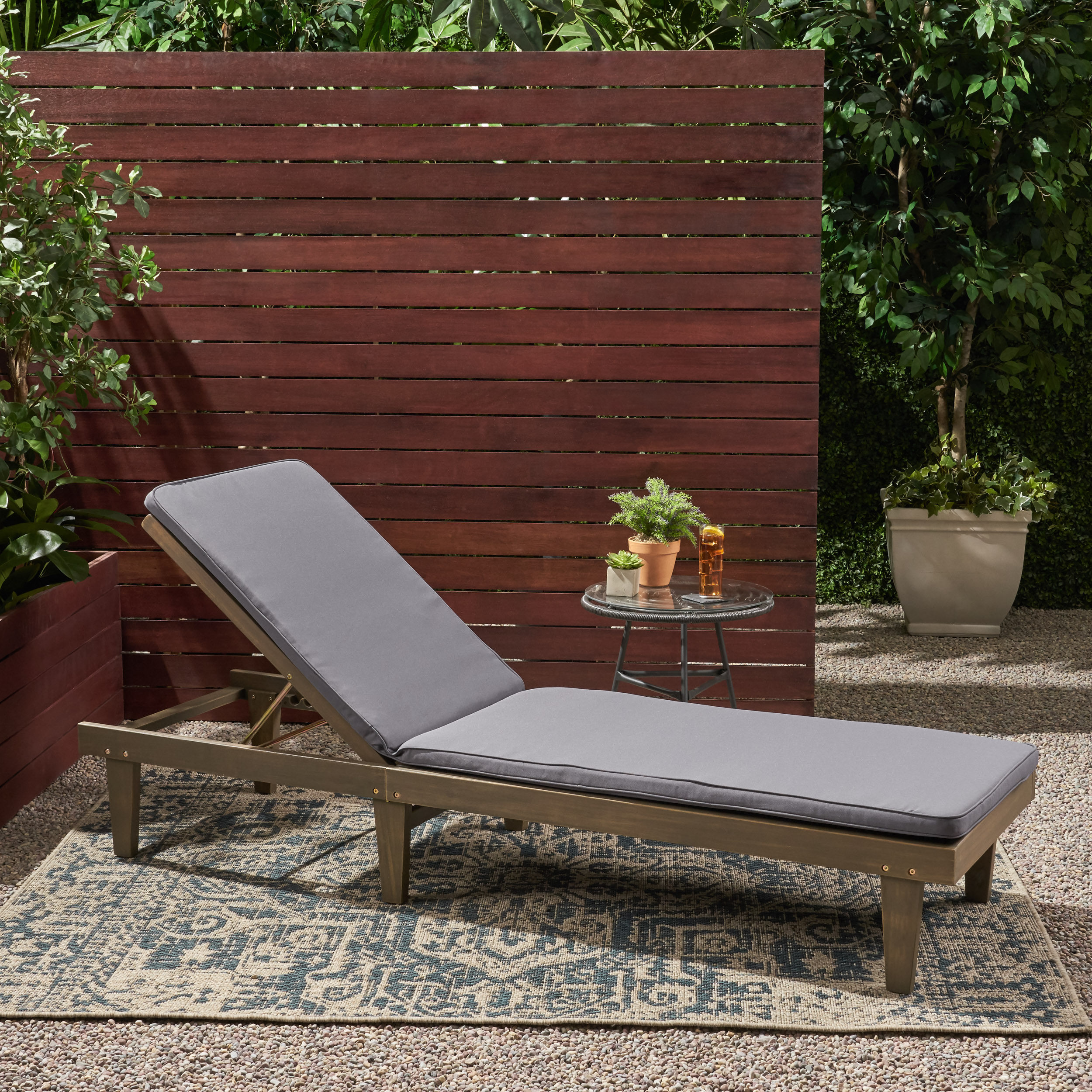Teresa Outdoor Dark Gray Fabric Chaise Lounge Cushion - image 2 of 9