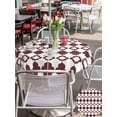 thumbnail image 5 of Outdoor Tablecloths with Umbrella Hole & Zipper, Retro Boho Round Tablecloth 54 Inch, Dark Red Geometric Pattern Rhombic Bohemia Waterproof Table Cloth, Patio/Pool/Picnic Table Covers, 5 of 8