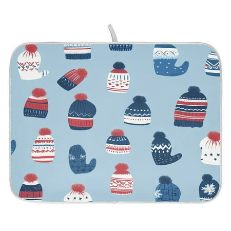 

Winter Hats and Mittens Dish Drying Mat for Kitchen Quick Drying Absorbent Soft Durable 18 x 24