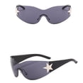 thumbnail image 2 of Fashion Men Women Star Wrap Around Sunglasses Cycling Rimless Futuristic Sunglasses, 2 of 4