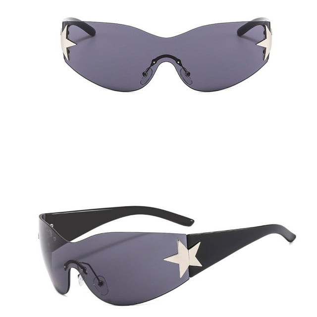 Lunettes de Soleil Mode Hommes Femmes Étoiles Enveloppantes Cyclisme Sans Monture Futuristes
