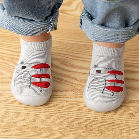 

TOWED22 Cute Shoes For Teen Girls Boys Girls Animal Cartoon Socks Shoes Toddler WarmThe Floor Socks Non Slip Grey