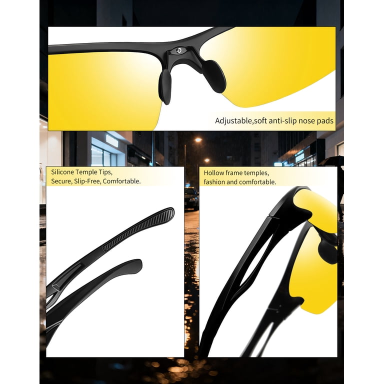 Joopin Night Driving Glasses, Yellow Wrap Around UV400 Lens photo 6