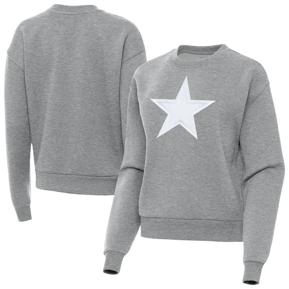 Women's Antigua Heather Gray Dallas Cowboys Victory Pullover Sweatshirt