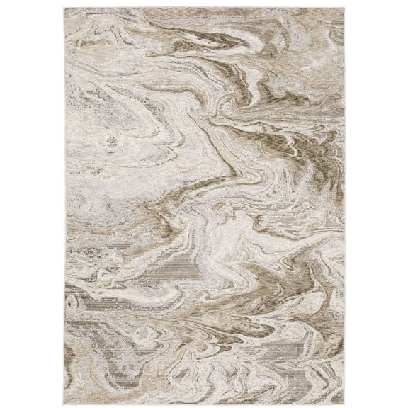 Oriental Weavers Nebulous Area Rug - 530E9 - 7'10" x 10'10" - in Ivory/ Tan - Modern Style, Stain Resistant, Family and Pet Friendly , Dining, Living Room Rug