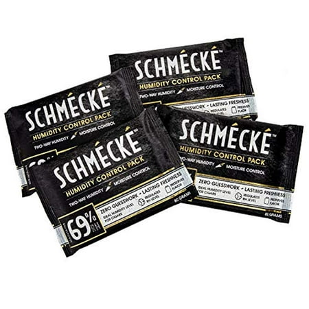 Schmécké 69% RH Cigar Two-Way Humidity Control 80 Grams x 4 Pack - Zero Guesswork - Regulate & Stabilize Humidor RH (Best Humidity Level For Cigars)