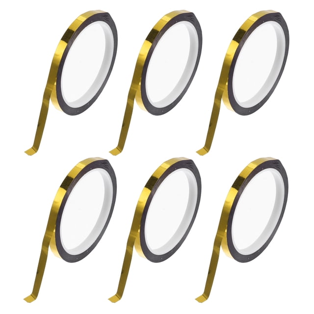 Cinta de Franjas Unique Bargains 164.04ft x 0.2" Calcomanías de Franjas para Coche, Motocicleta y Barco, Calcomanías de Franjas de Carreras Oro Espejo 6 Pcs