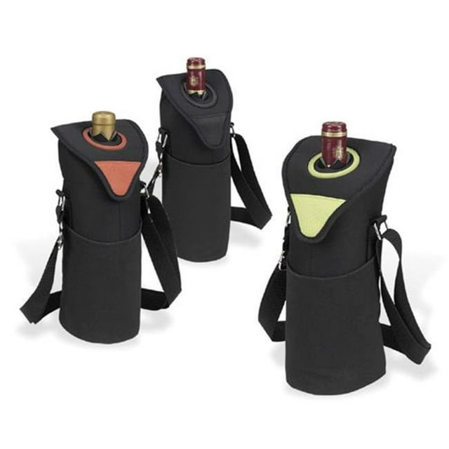 Picnic at Ascot 411-A Neo Single Bottle Tote in Black/ Apple