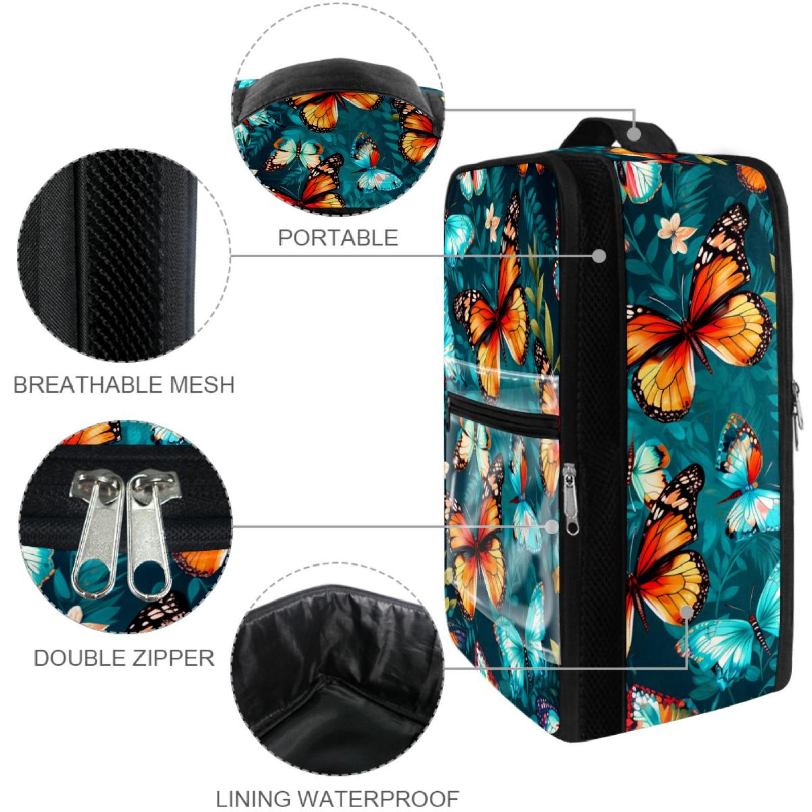 Butterfly Polyester Shoe Organizer Box - Compact 23x31cm Size for Easy Shoe Storage & Organization