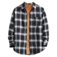 thumbnail image 2 of Huankd Men's Sherpa Lined Flannel Shirt Jacket Plaid Button Up Jacket Coat with Pocket Gray L, 2 of 4