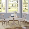 thumbnail image 3 of 36" Round Dining Table and 2 X-back Chairs in Washed Gray Taupe - Set of 3, 3 of 3