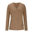 thumbnail image 4 of Ailaofu Long Sleeve Shirts for Women Sweater V Neck Ribbed Knit Slim Fit Wrap Top 2025 Fall Casual Fashion Clothes, 4 of 6