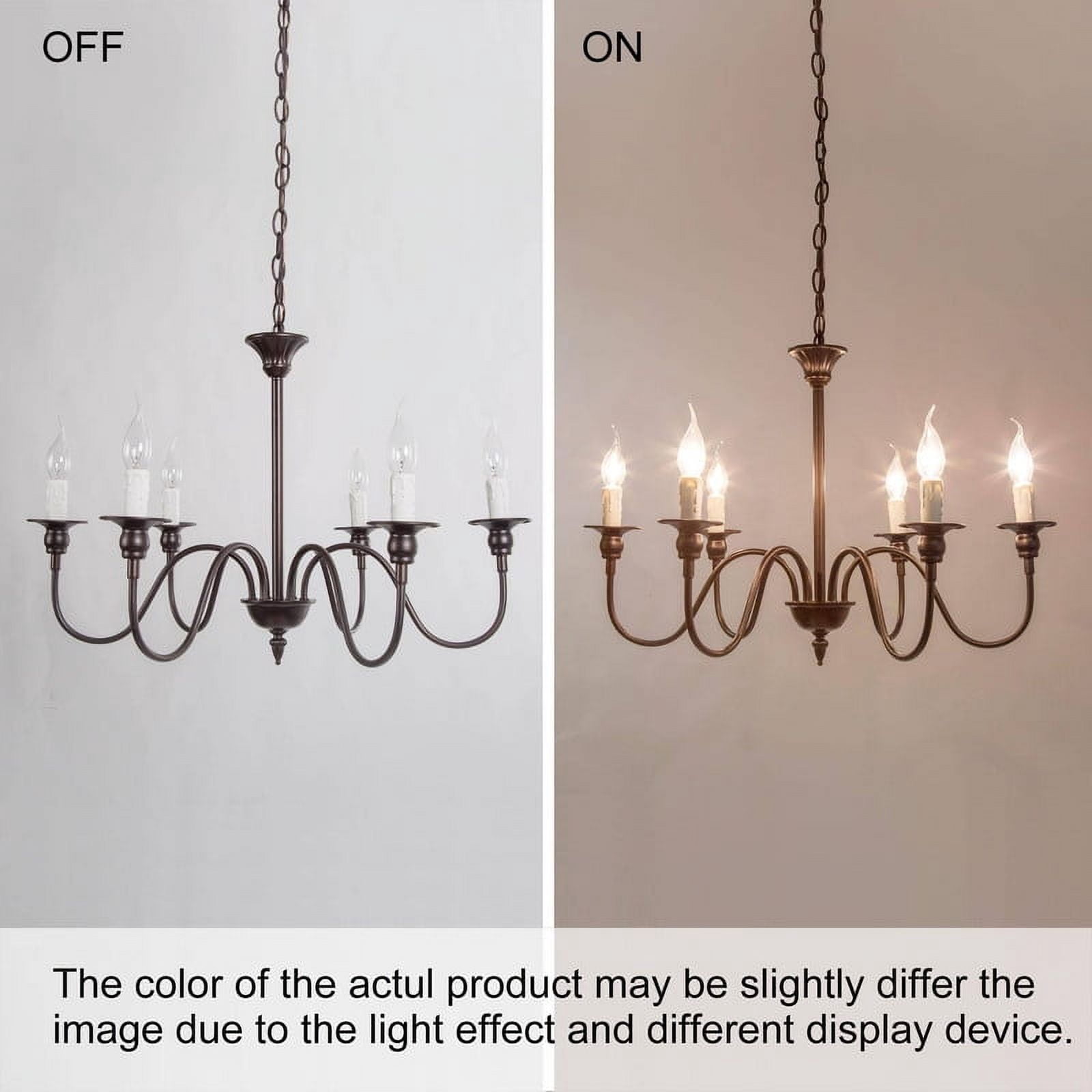 LNC 6-Light 1-Tier Transitional Metal Bronze Hardwired Candle Chandelier