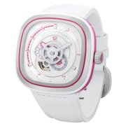 SEVENFRIDAY P-Series Beach Club Automatic Stainless Steel White/Silver Dial White Leather Strap Unisex Watch P3C/12