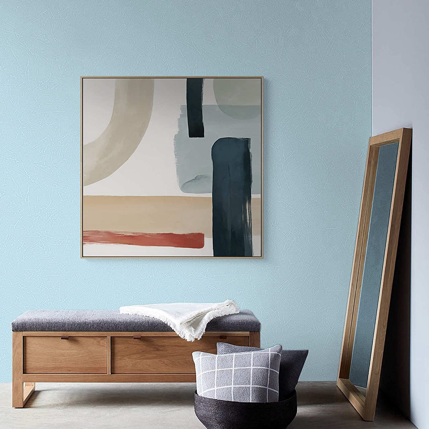 Abyssaly Blue Peel and Stick Wallpaper 23.6" x 118" Silk Texture Wallpaper Removable Self Adhesive Contact Paper Home College Dorm Decoration Vinyl