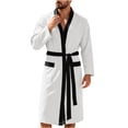 thumbnail image 2 of Naittoop Mens Lightweight Cloth Bathrobe, Long Sleeve Mid Length Summer Robes Comfy Soft Dude Robe with Pockets Sleepwear, 2 of 5