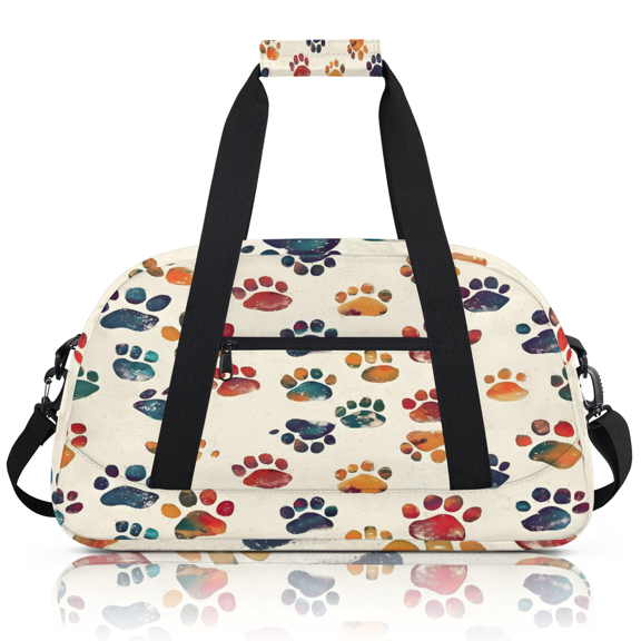 Herdesigns Sports Duffle Bags Travel Duffle Bag Gym Bag Dog Paw Print Weekender Travel Bag Waterproof Overnight Bag Carry On Travel Tote Bag Dance Bags