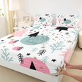 thumbnail image 3 of Homewish Cartoon Xmas Tree Queen Sheet Sets for Boys, Magic Christmas Stars Flat Sheet, Rustic Plant Botanical Queen Fitted Sheet, Breathable Home Decor, 4-Piece, 3 of 7