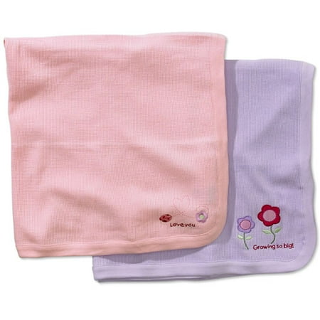 Baby Connection - 2-Pack Thermal Receiving Blankets, Girl