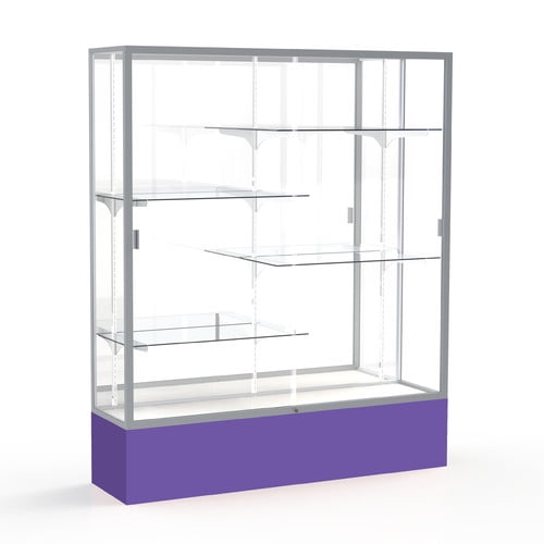 Waddell 375MB-SN-PE Spirit 60 x 72 x 16 in. Purple Base Floor Display Case with 5 ft. Length&#44; Mirror Back - Satin