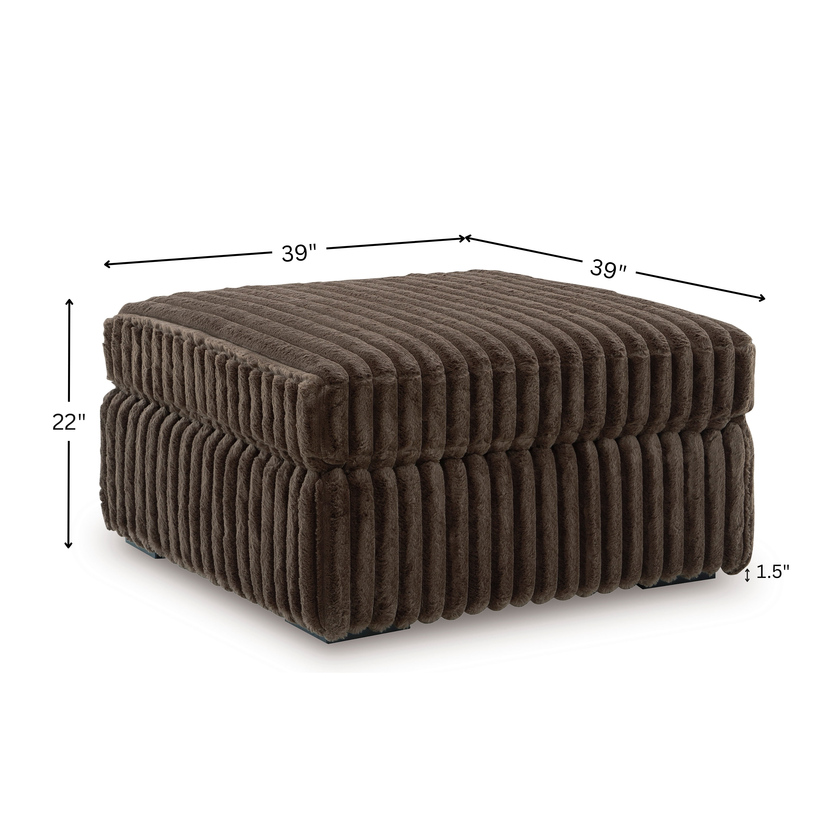 Roundhill Furniture Solenne Oversized Ottoman with Jumbo Corduroy Upholstery, Chocolate