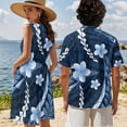 thumbnail image 4 of Jeiento His and Hers Matching Outfits Polynesian Dress Woman Summer Dress Blue Floral Mens Hawaiian Shirt Matching Tropical Outfits for Couples Tank Dresses Sleeveless Tiered, 4 of 6