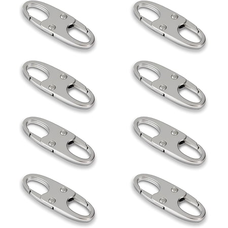 8pcs Anti Theft Zipper Clips Double Opening Small Carabiner Clips Zinc Alloy Zipper Pull Replacement for Travel Commuting and Camping (Sliver)