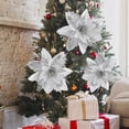 thumbnail image 1 of Decoración De Flores De Navidad 10/20 piezas cabezas de flores ostentosas, 15cm, decoraciones de flores brillantes para decoración de árbol de Navidad, 1 of 6