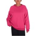 thumbnail image 1 of Admvng Chandail en Molleton Surdimensionné pour Femmes Mode Manches Longues Col Rond Chandail Sans Capuche Chandails en Molleton Couleur Unie Athleisure Femmes P-2TG, 1 of 7