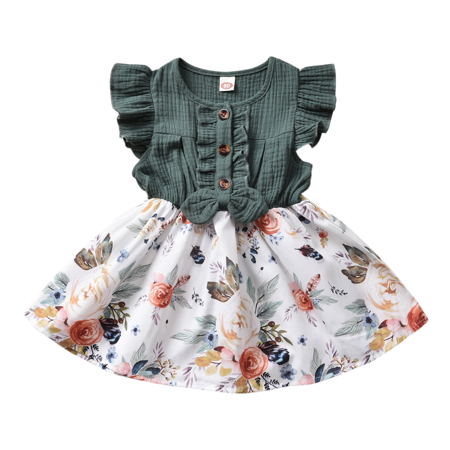 Toddler Baby Girls Floral Dress Princess Ruffled Sundress Clothes Party Casual 