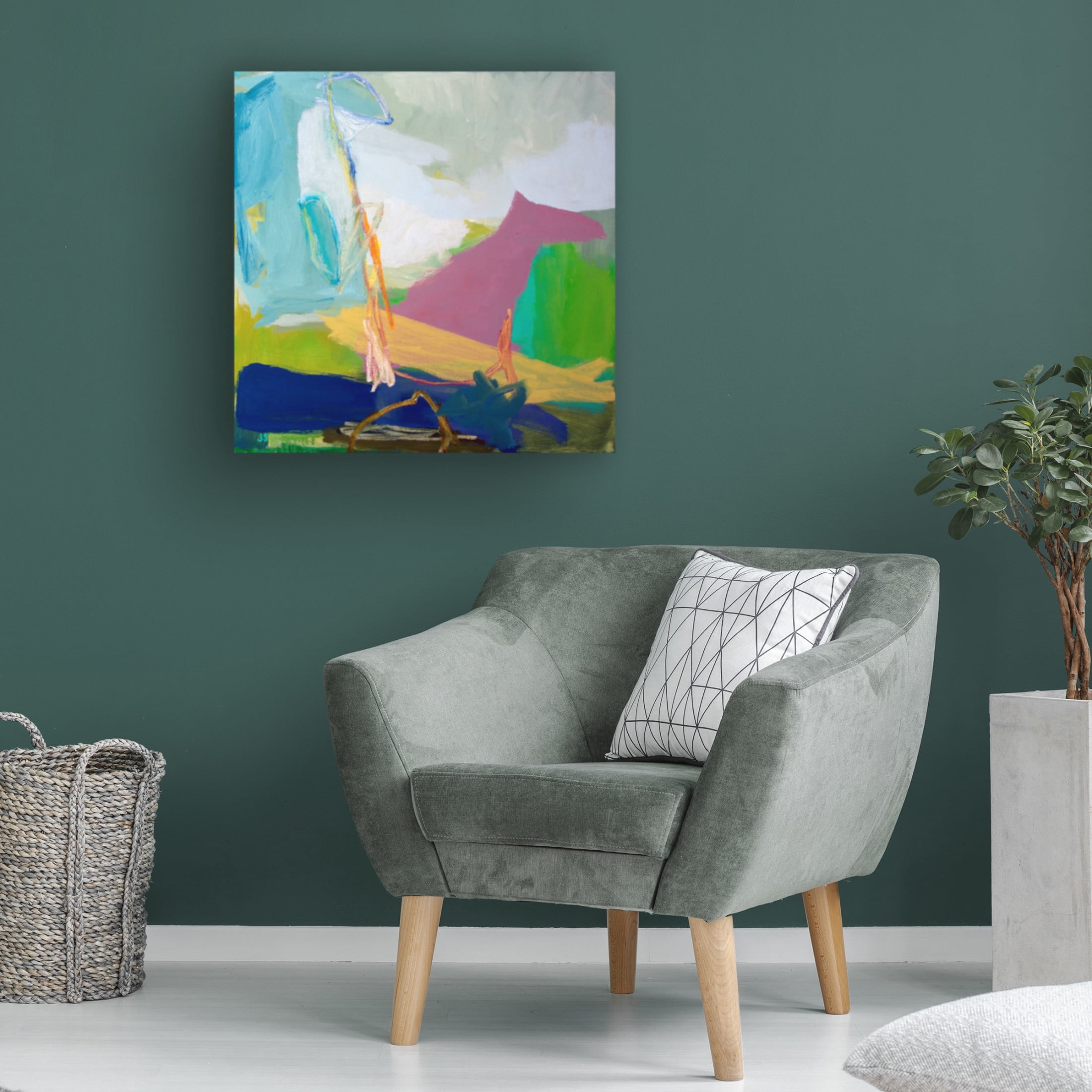 Canvas Wall Art - Jessica Singerman 'Land With Dog' Wall Art for Living Room, Bedroom, or Office Décor by Trademark Fine Art - 18 x 18 Inches