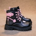 thumbnail image 5 of HCNTES Girls Ankle Boots Side Zipper Lace Up Work Boot Combat Booties(1,Black&o1), 5 of 6