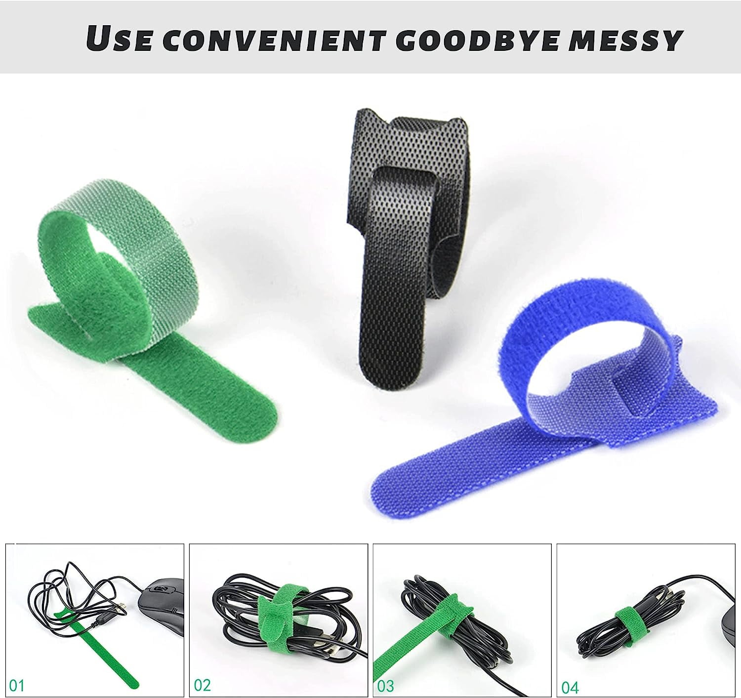 60 Pieces velcro Cable Ties, Reusable Cable Tie, Adjustable Straps