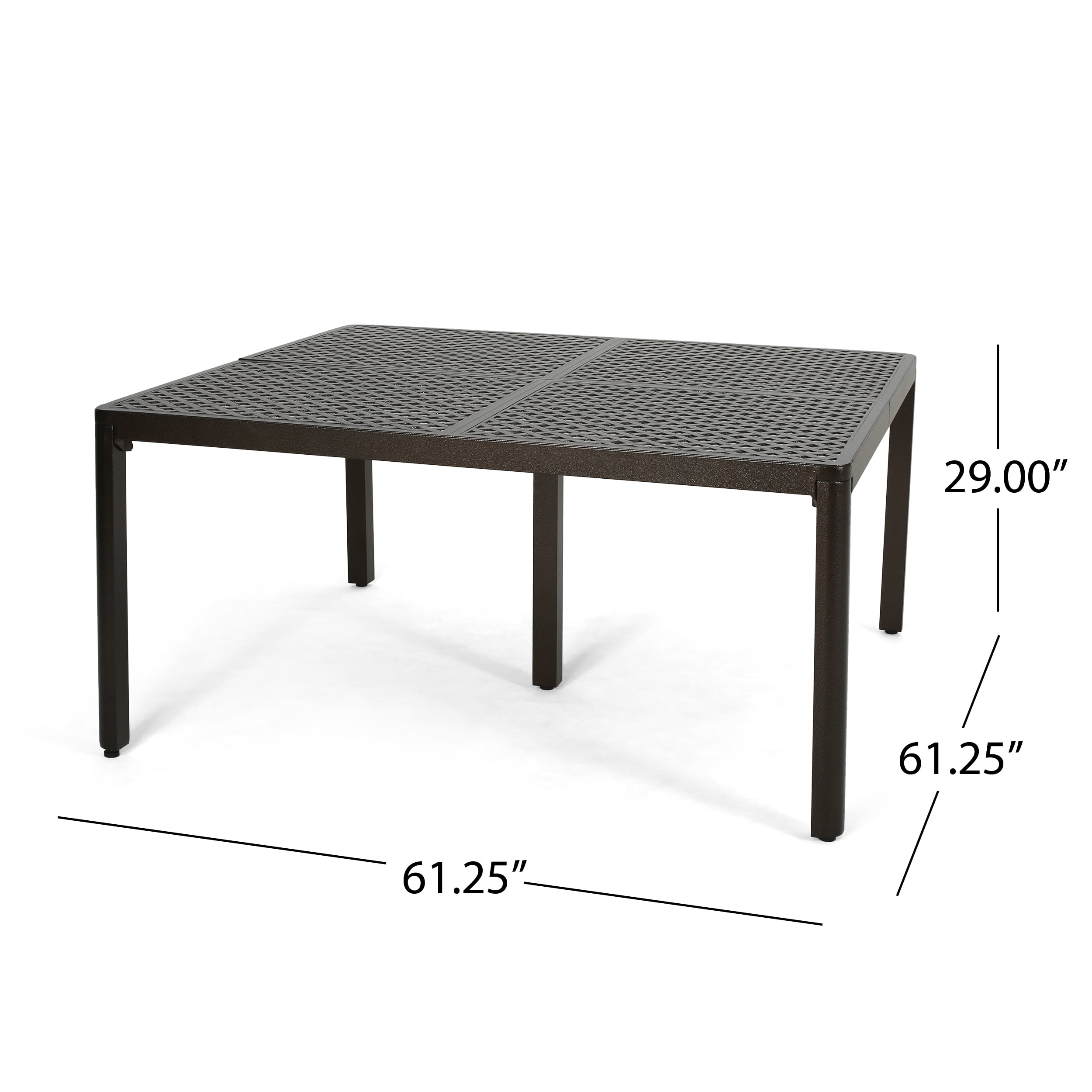 Burton Modern Aluminum Dining Table with Woven Accents, Gloss Black