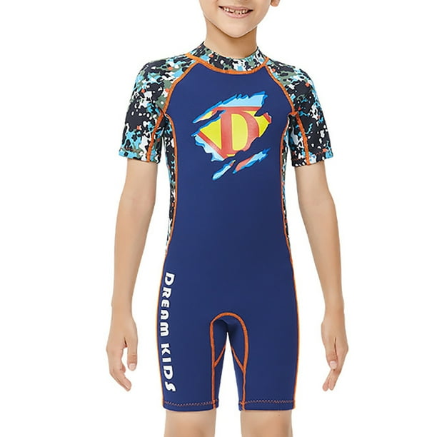 Soidarity Trajes de neopreno de 2,5 MM, traje de buceo para niños, traje de baño térmico de una pieza a la moda, traje de baño antiquemaduras solares Deportes acuáticos Negro S Soidarity OD003655-01