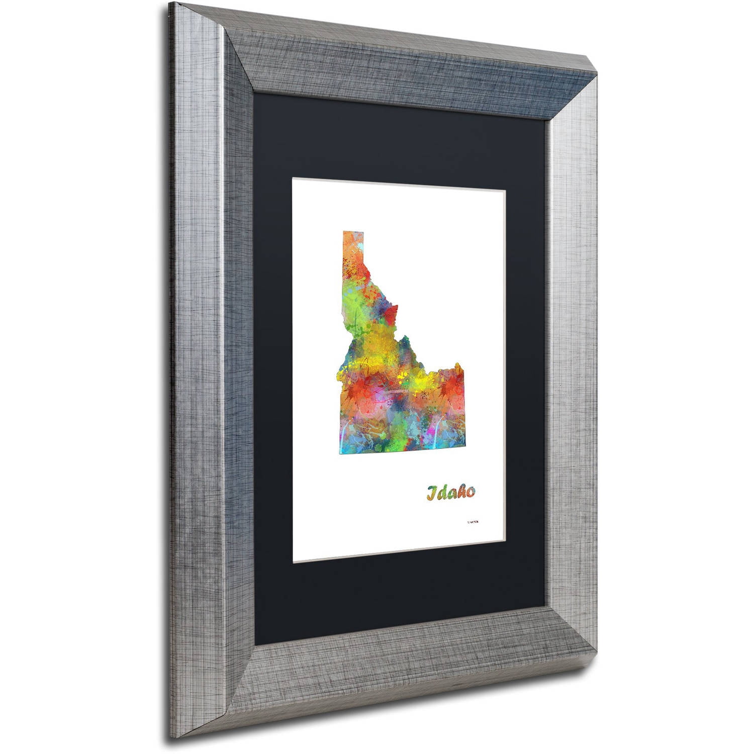 Trademark Fine Art "Idaho State Map-1" Canvas Art by Marlene Watson, White Matte, Silver Frame